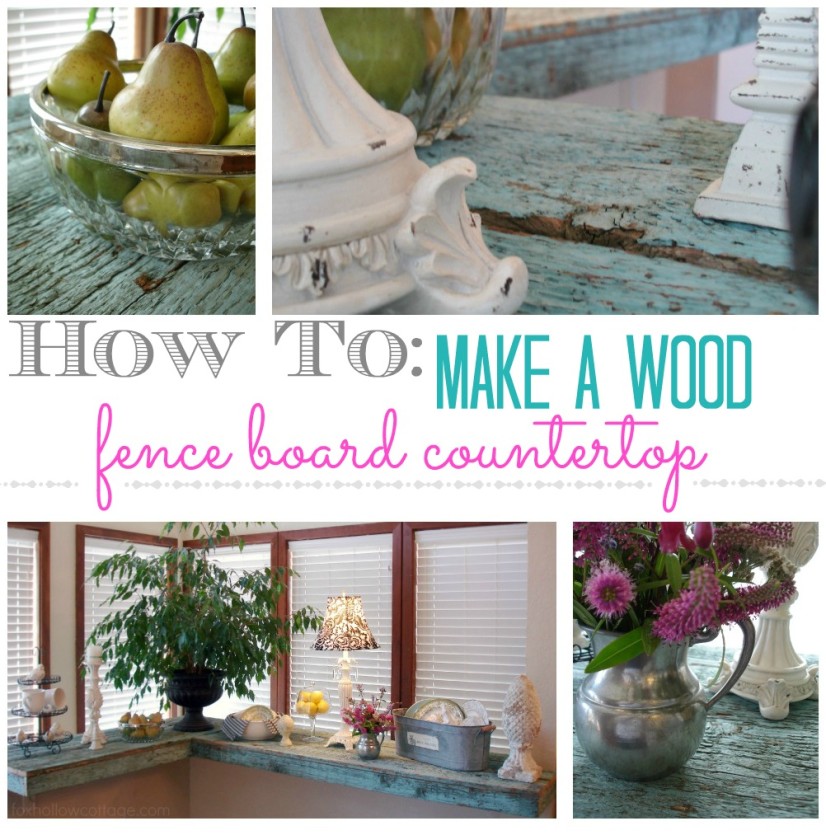 How to make a wood fence board countertop diy tutorial collage 2