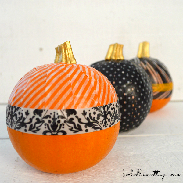 No Carve Washi Tape Pumpkin Craft | #washittape #pumpkin #idea