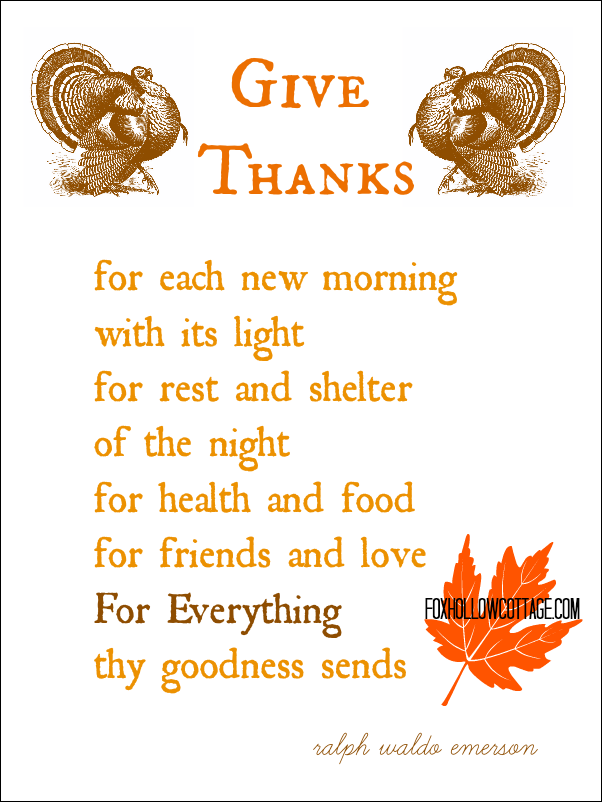 Thanksgiving Free Printable Series The Turkey Poem Fox Hollow Cottage