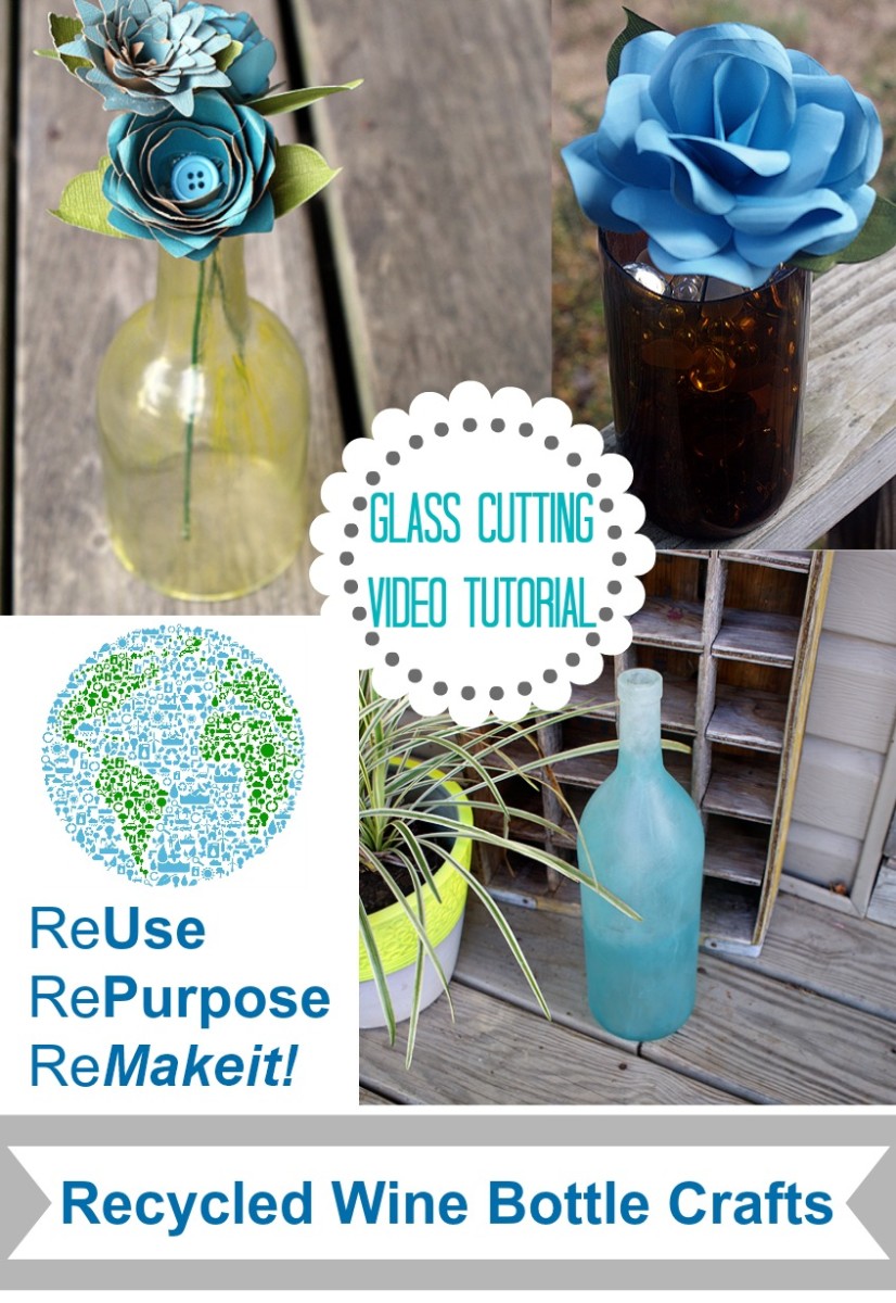 Wine Bottle craft with VIDEO tutorial for cutting glass! Repurpose and upcyle with this great craft!!