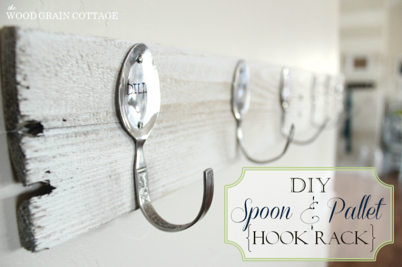 Make a Pallet Wood Wall Rack {with stamped spoon hooks} - Fox Hollow Cottage