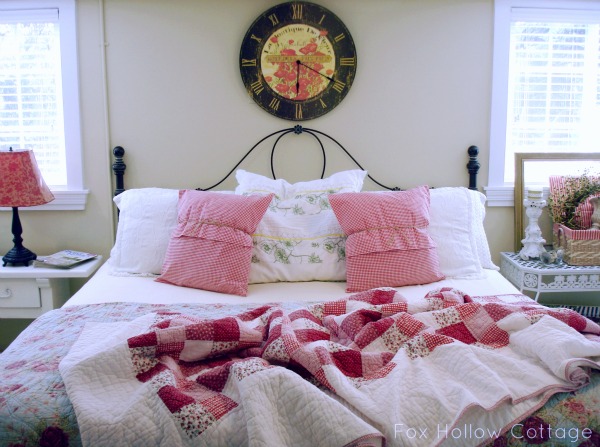 Ralph Lauren Cable Knit Red White Cottage Bedroom Spring