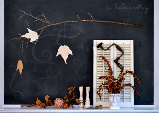 Fall Mantel Chalkboard Fireplace Natural Elements