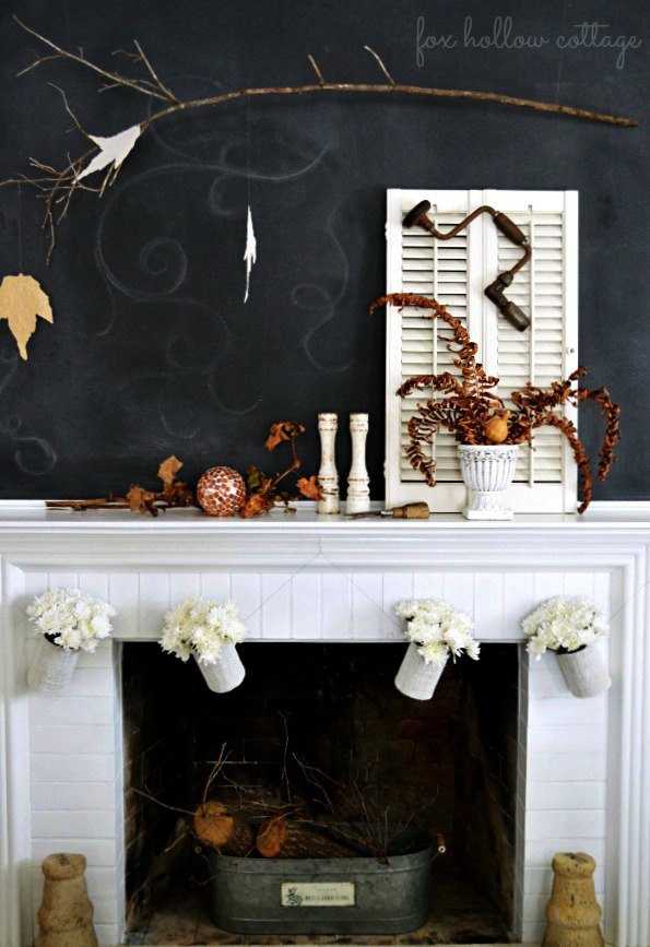 Fall Fireplace Mantel Chalkboard Wall