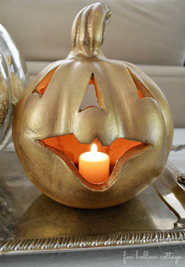 Fall Halloween Pumpkin Makeover Gold Metallic