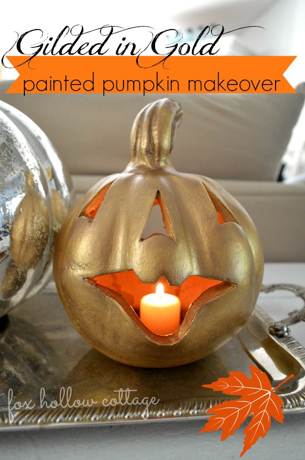 Gilded in Gold Painted Pumpkin Makeover
