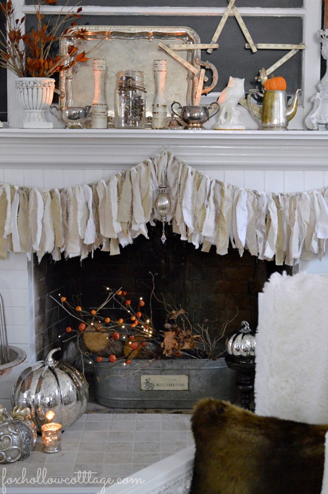 Fall Neutral Shabby Vintage Mantel and Hearth