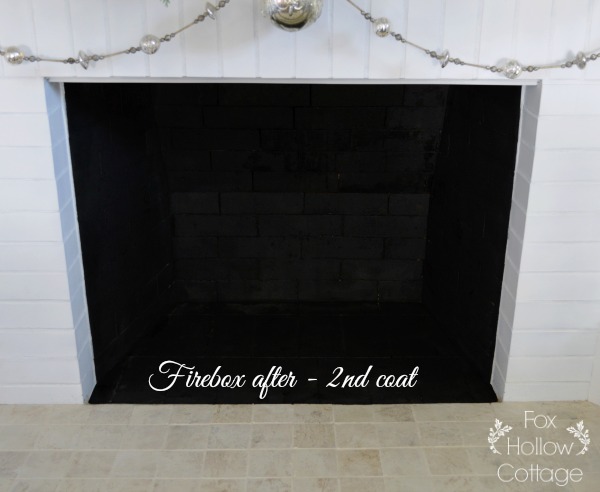 Fireplace Firebox After - Second Coat #diy fireplace