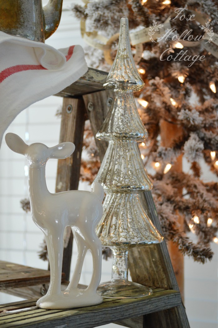 Christmas Vintage Deer and Mercury Glass Tree