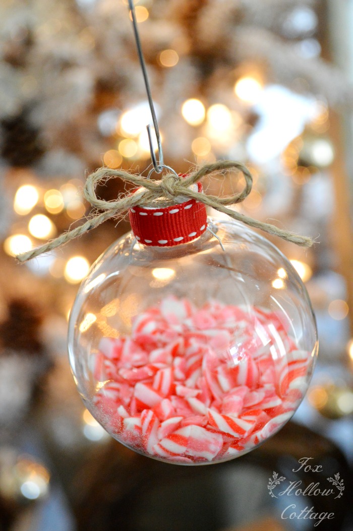 Make a diy Christmas Ornament - Clear Glass with Candy Cane