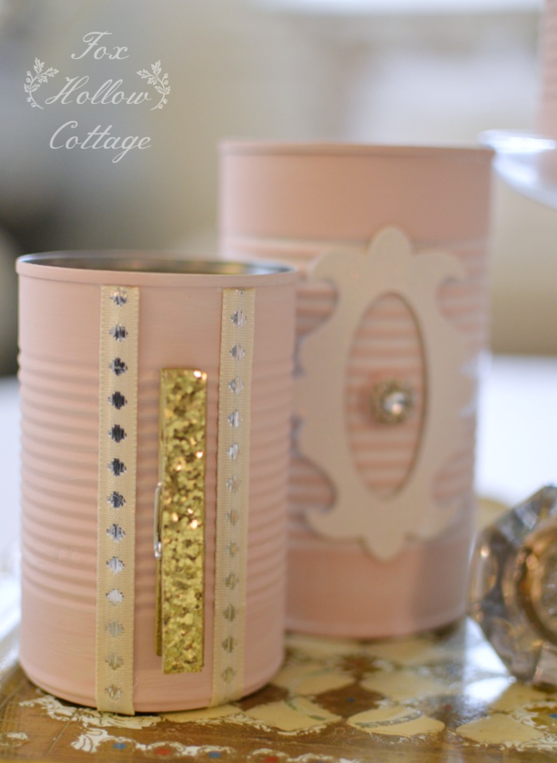 Shabby Pink Tin Can Craft - Repurpose Upcycle 1