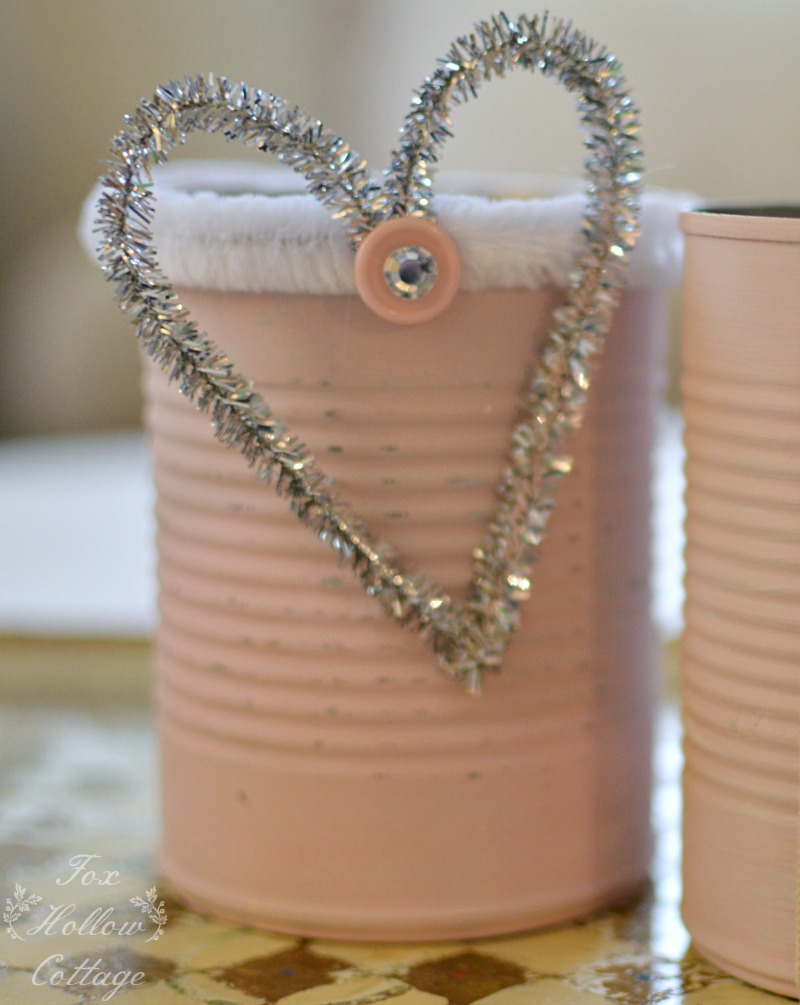 Shabby Pink Tin Can Craft - Repurpose Upcycle 2