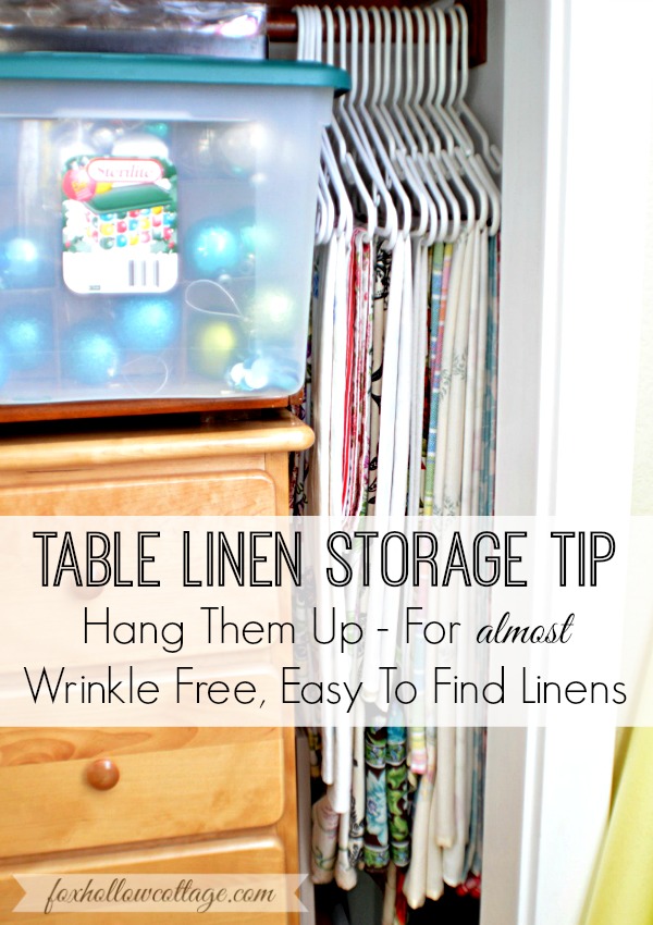 Hanging Table Linen Tip Tablecloth Storage Solution