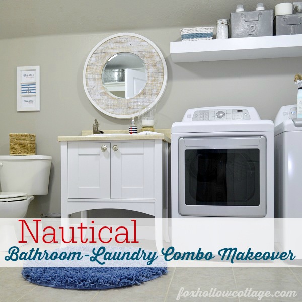 Nautical Powder Half Bath Laundry Room Combo Makeover