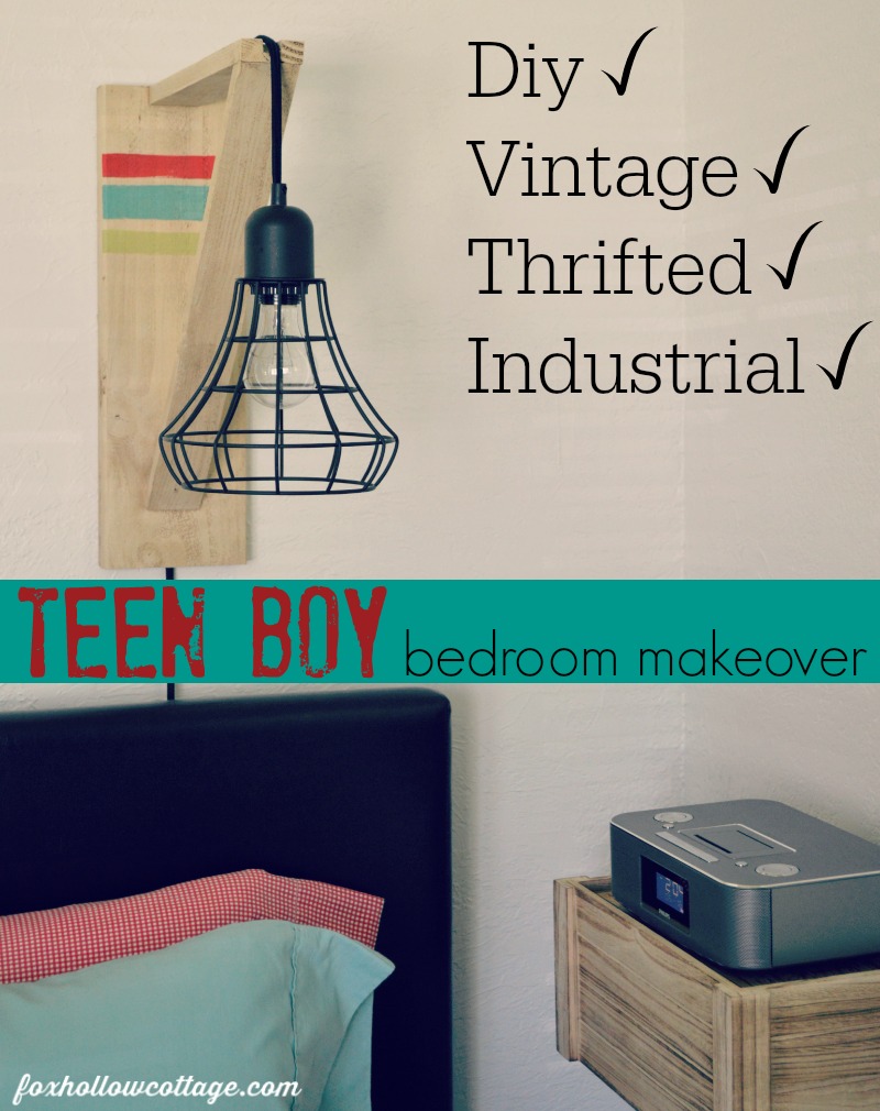 Eclectic Teen Boy Bedroom Makeover - Diy Vintage Thrifted Rustic Industrial 1