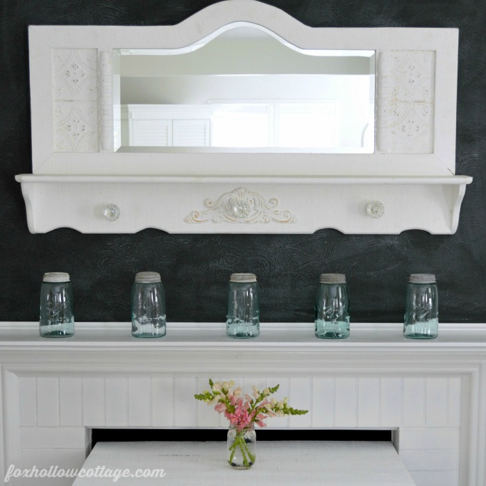 Spring Mantel Cottage White Chalkboard Wall