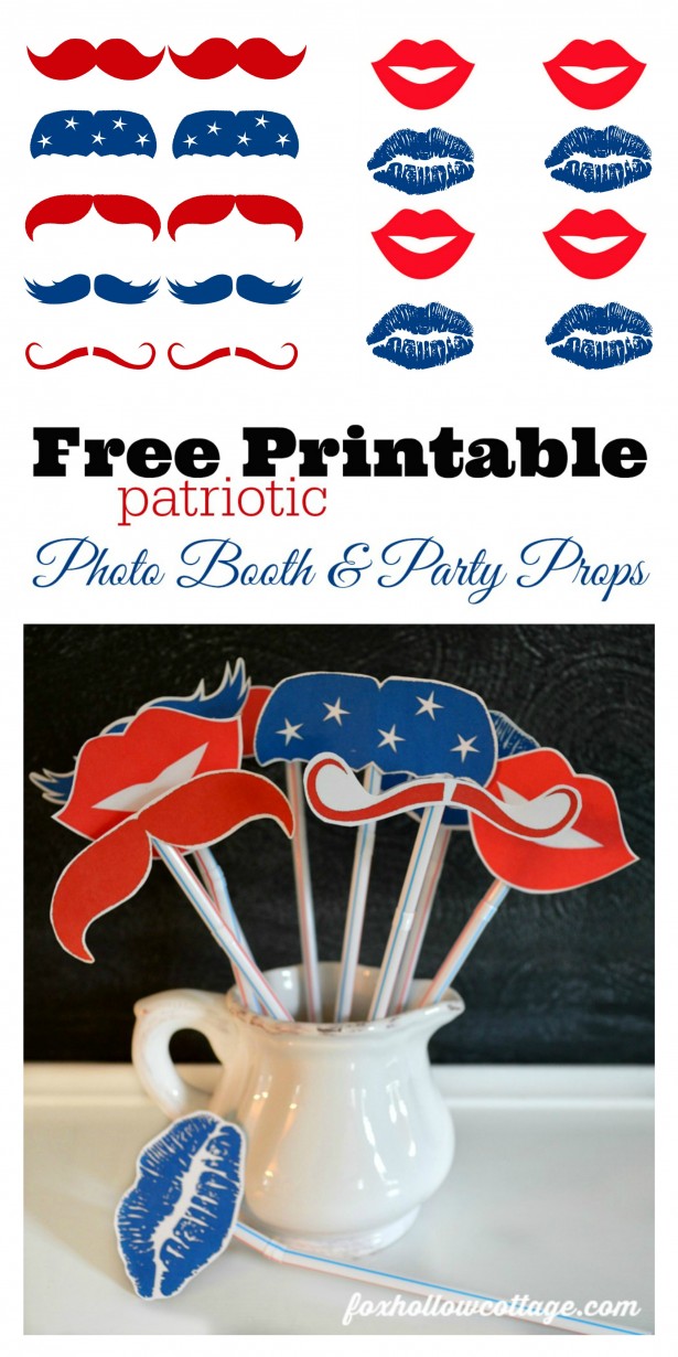 Fourth of July - free printable lip and mustache
