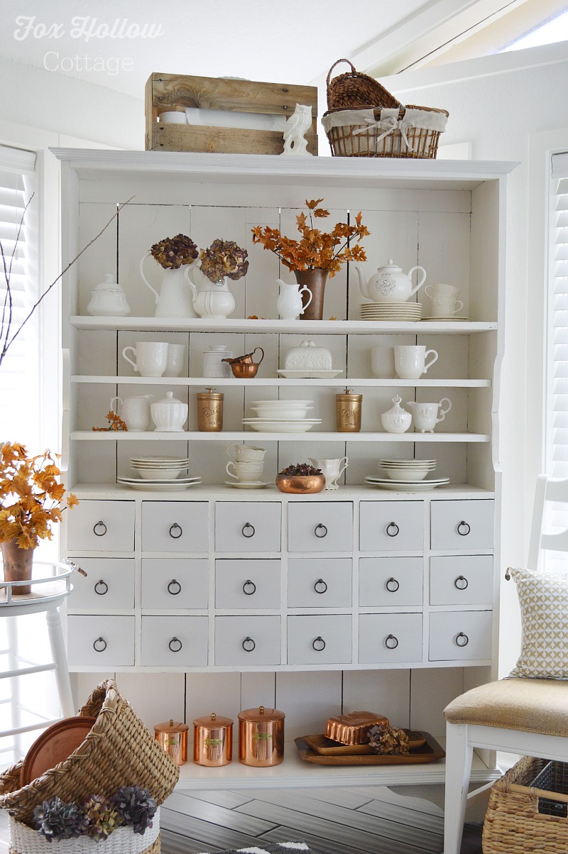 Fall at the Cottage - Apothecary Cabinet - Home Decorating foxhollowcottage