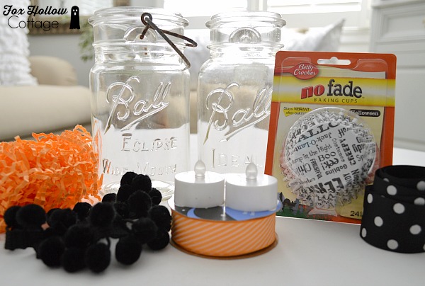 Halloween Decorating Idea - Mason Jar Tea Lite Candle Craft foxhollowcottage