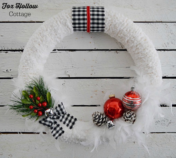 How To Make A Snowy Jingle Bell Wreath at foxhollowcottage.com - A DIY Home Decor Craft