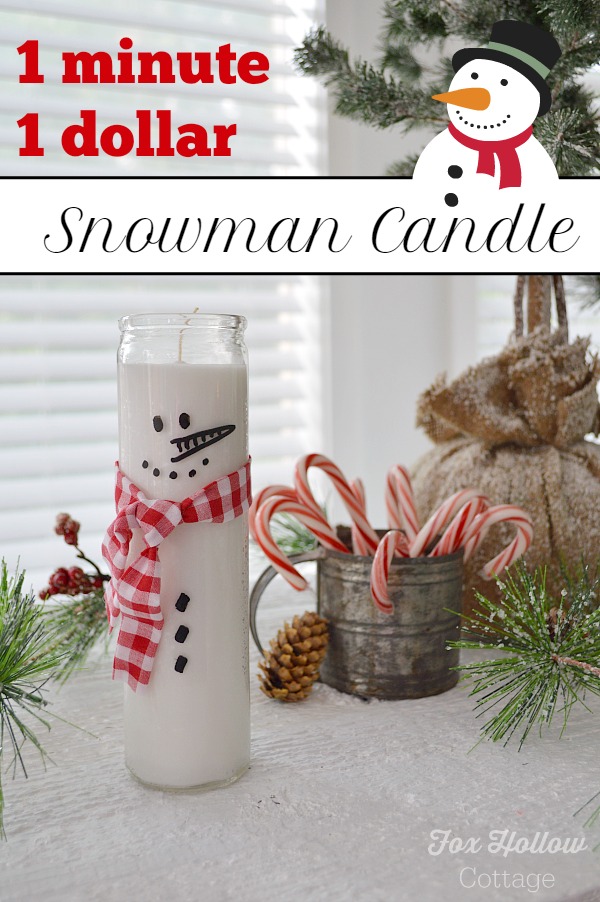 one minute one dollar diy frosty the snowman christmas decor candle