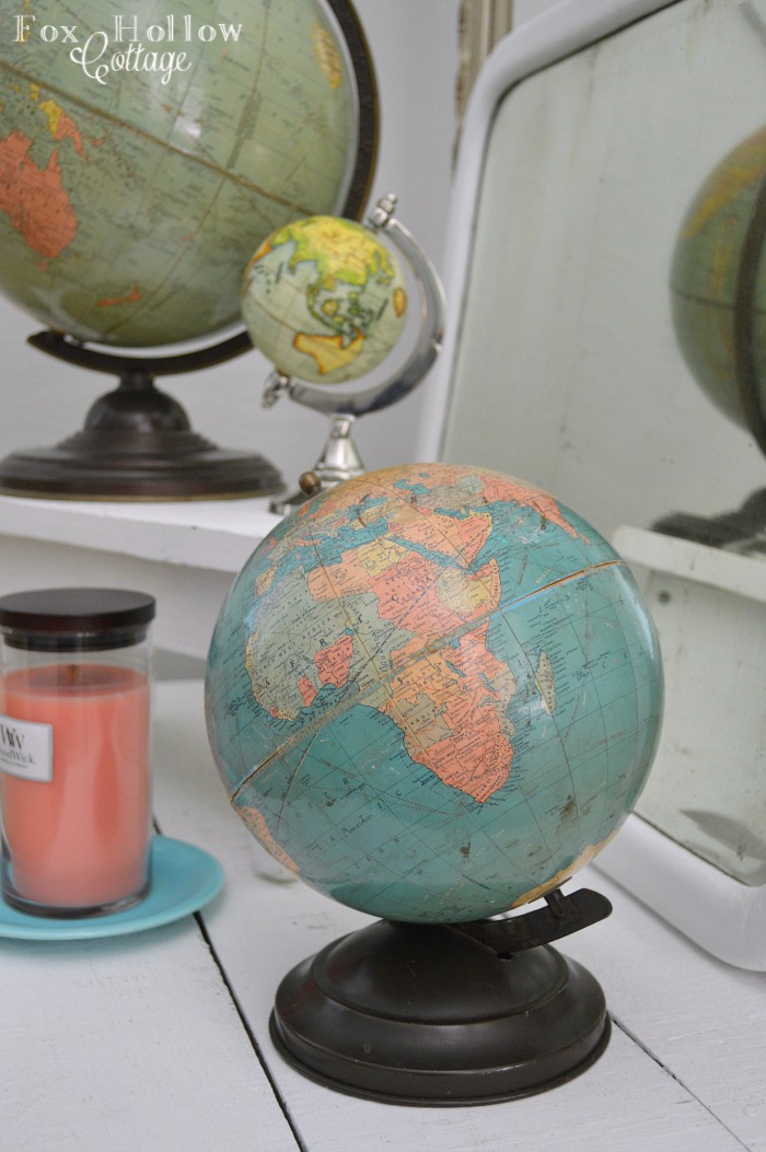 Mini Globe Collection Spring Home Tour foxhollowcottage