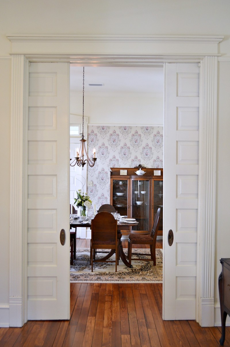 Vintage restored historic Southern home with high ceilings and fabulous sliding wood pocket doors!