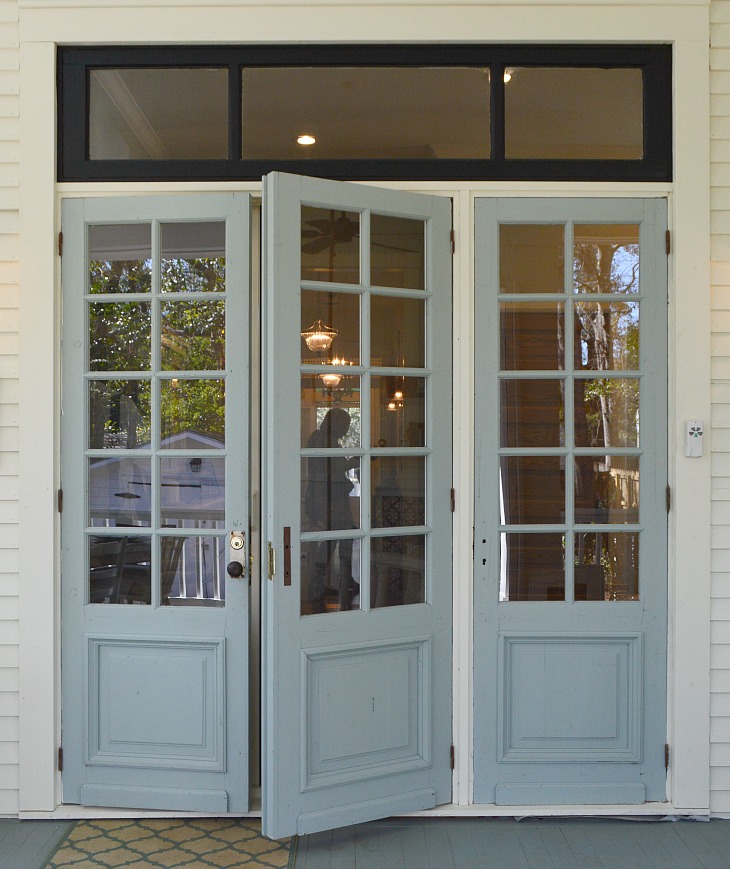 Triple French Doors On The Painted Porch - Southern Fixer Upper Home Makeover