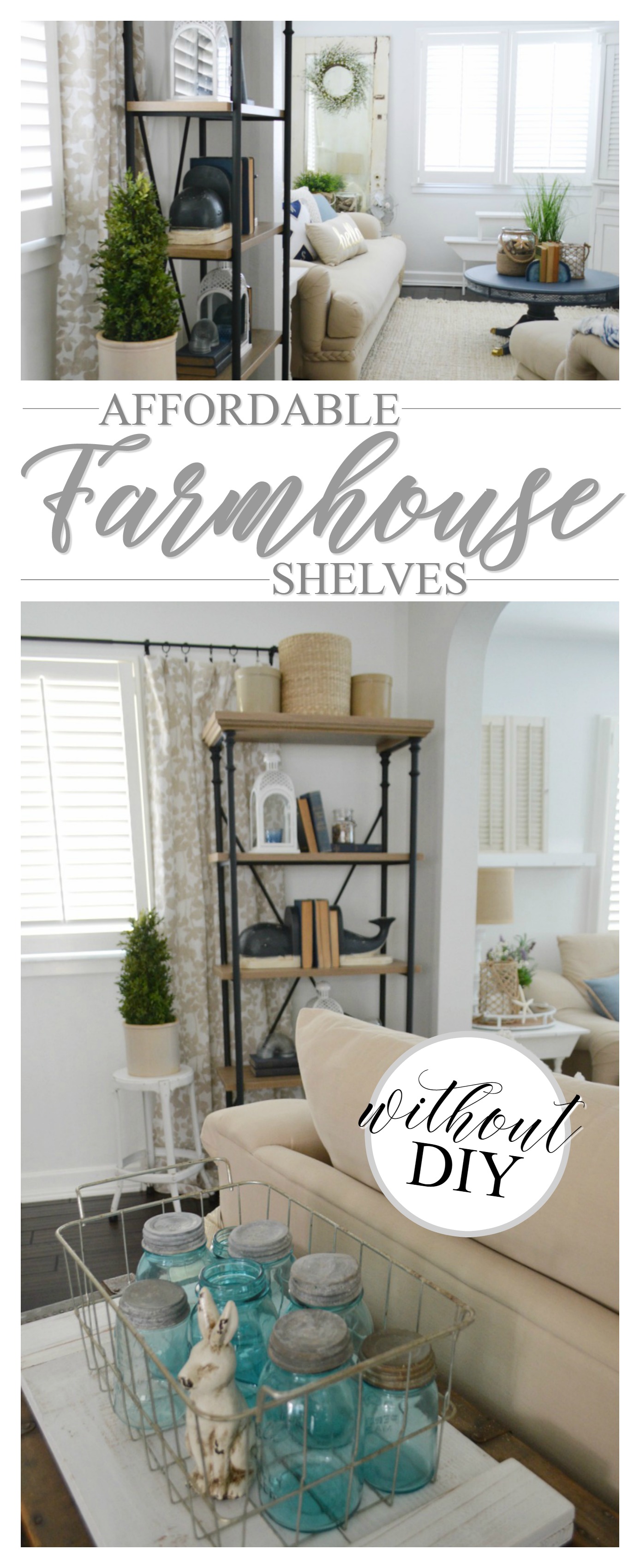 DIY free Farmhouse Shelves that are Affordable! I'm so thirlled with the quality and home delivery of my new storage. #sponsored