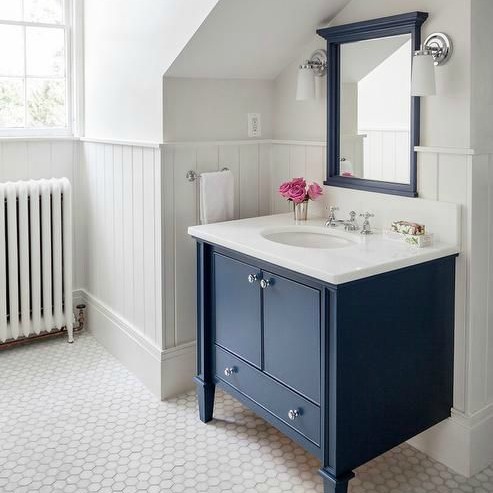 Navy Bathroom Decorating Ideas, Blue Bathroom Cabinet Ideas