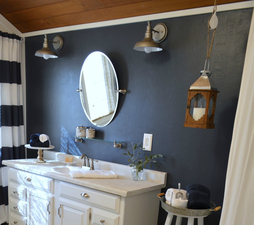 Navy Blue Cottage White Bathroom Makeover 