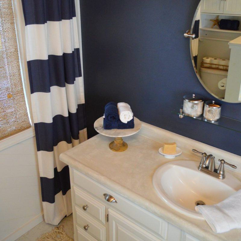 DIY Home Improvement - Navy Blue Cottage Bathroom Makeover