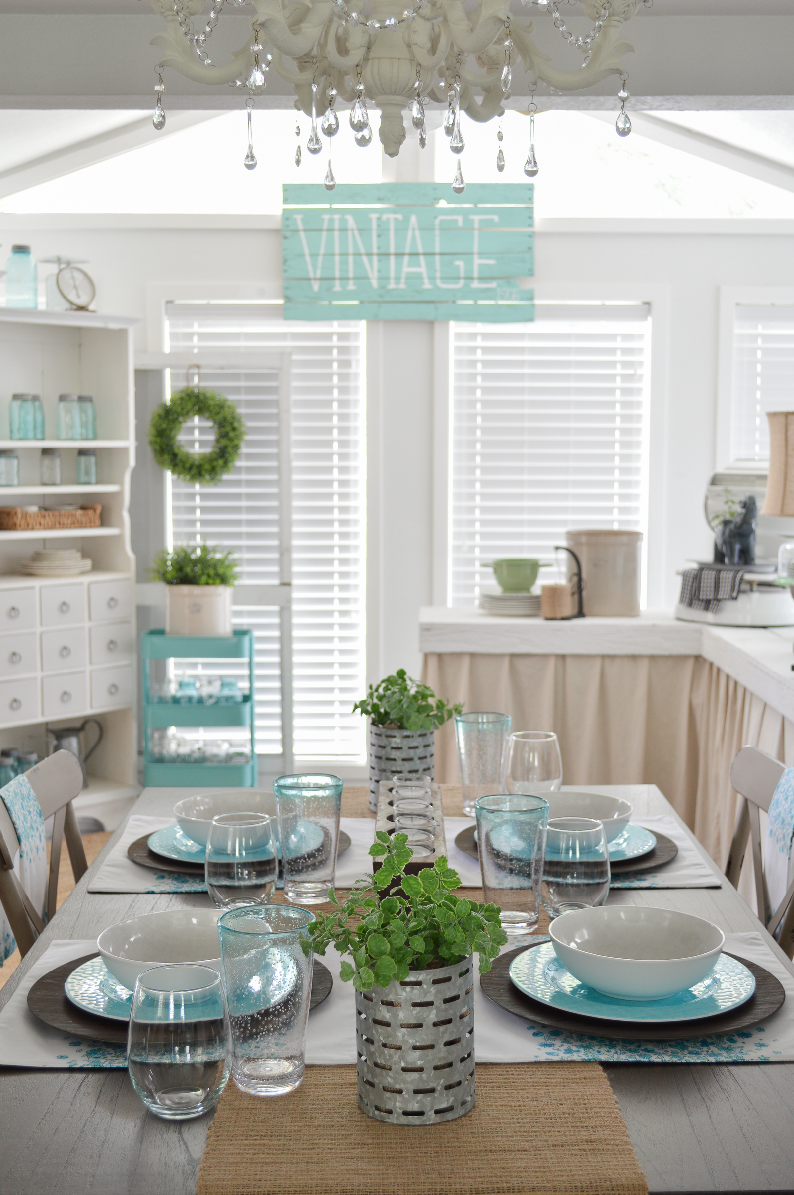 Farmhouse Style Decorating with Color | Easy ideas for adding color to neutral decor, featuring Better Homes & Gardens good, found at Walmart! Affordable cottage farm house dining table #sponsored 