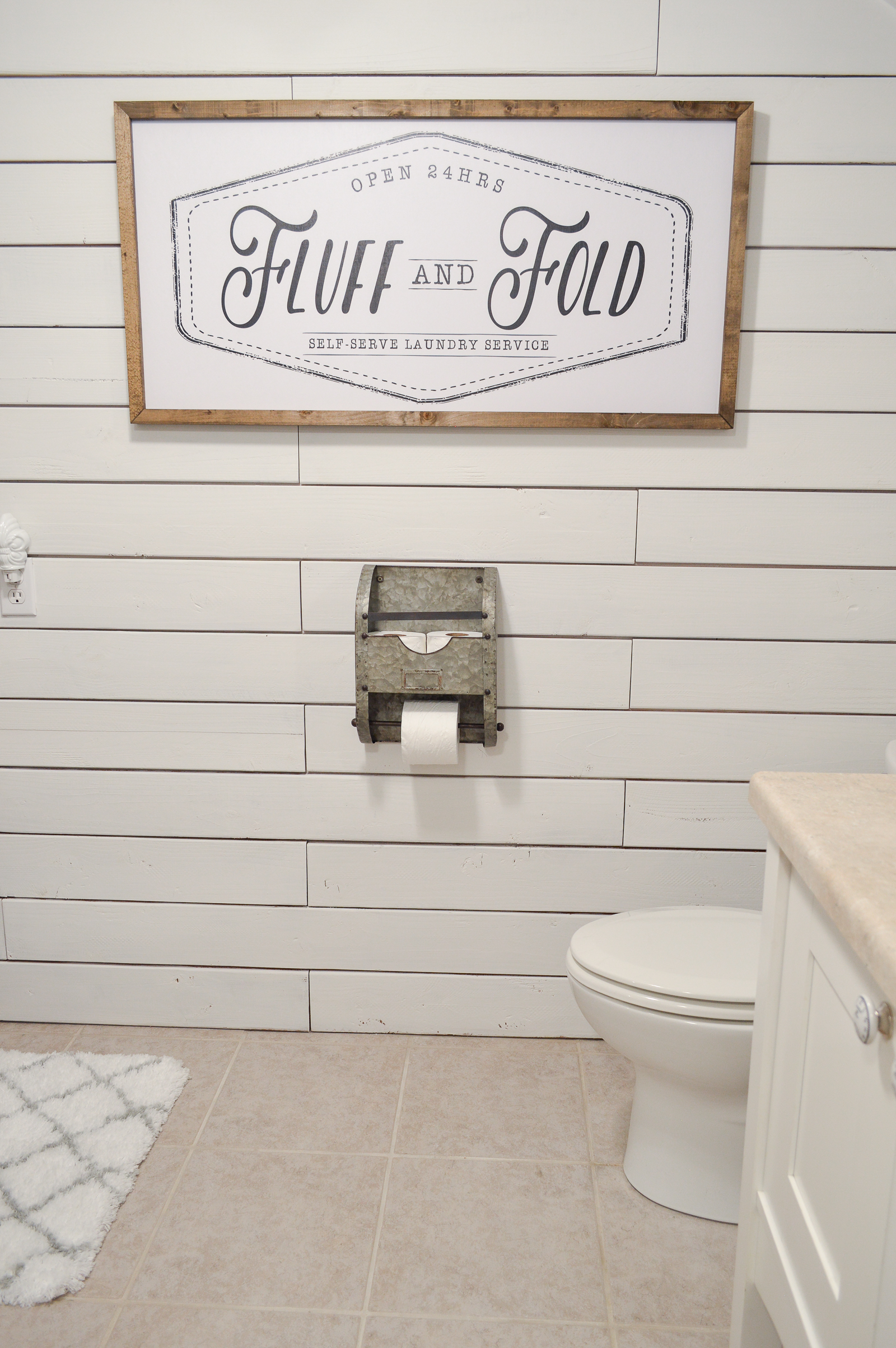 Small Space Combination Laundry Powder Bath Room Refresh - Simple, Organized Cottage Farmhouse Makeover with affordable pieces from the Better Homes & Gardens line at Walmart #sponsored | Details and sources www.foxhollowcottage.com 