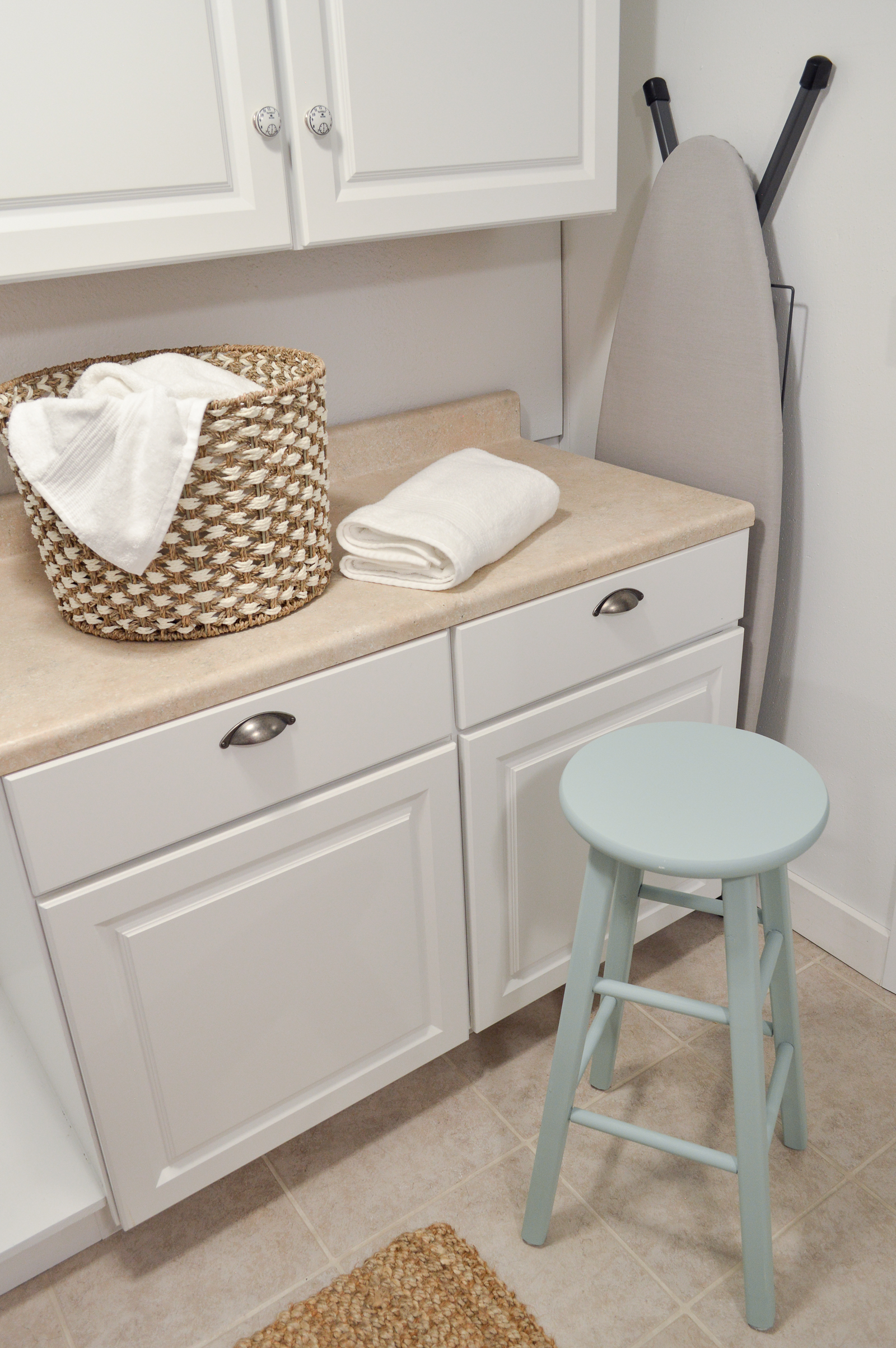 Small Space Combination Laundry Room Powder Bathroom Refresh - Simple, Organized Cottage Farmhouse Makeover with affordable pieces from the Better Homes & Gardens line at Walmart #sponsored | Details and sources www.foxhollowcottage.com 