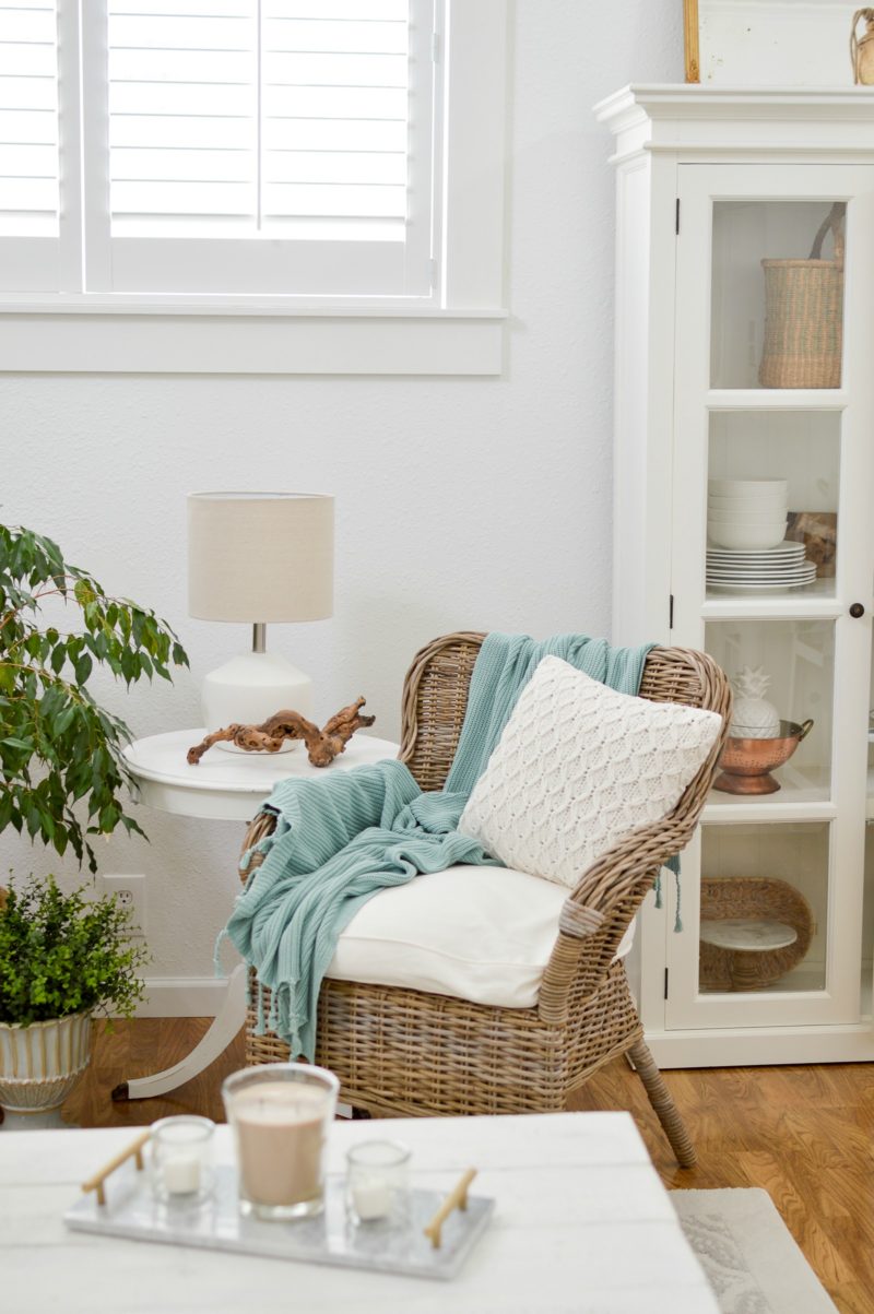 Casual Cottage Living Room Makeover Refresh White Neutral Slipcover Sofa Better Home Gardens Sponsored 120 800x1203 
